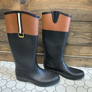 Tommy Hilfiger Black & Brown Tall Rain Boots